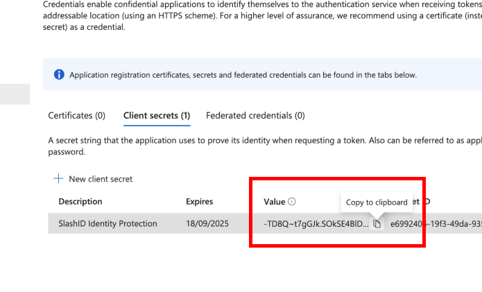 copy secret value to clipboard