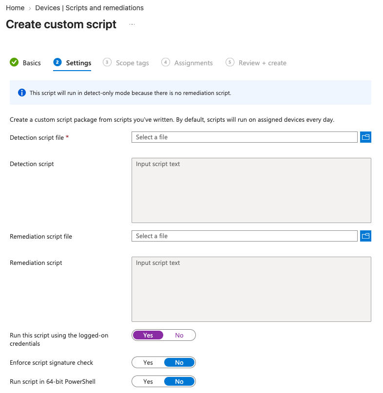 Microsoft Intune - Remediation settings