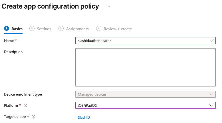 Microsoft Intune - Create app configuration policy